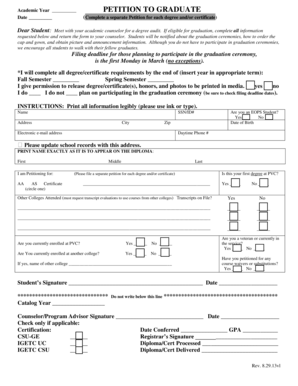 Petition to Graduate Form