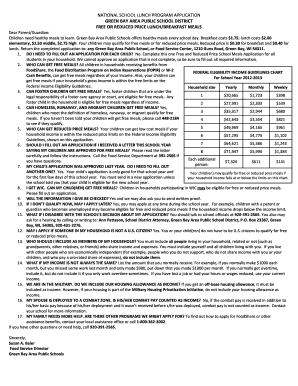 National School Lunch Program Application