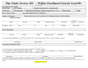 Welfare Enrollment Form for Local #6