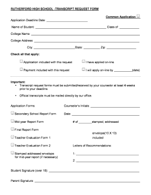 Transcript request form template - rutherford high school transcript request