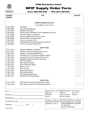 NFIP Supply Order Form