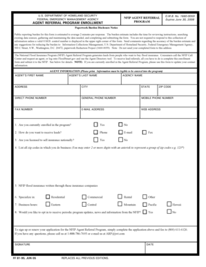 NFIP Agent Referral Program Enrollment Form