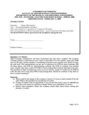 University of Toronto Midterm Exam