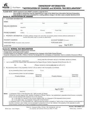 Notification of Change and School Tax Declaration