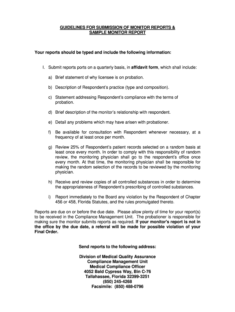 Fillable Online Probation Report Guidance and Sample Fax Email Print