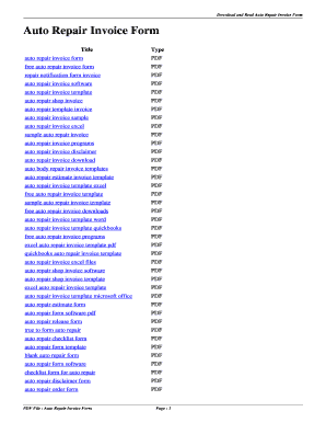Auto Repair Invoice Form. auto repair invoice form