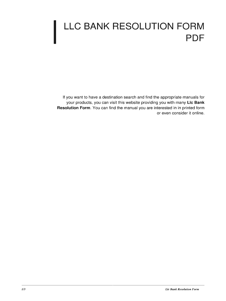 Fillable Online Llc Bank Resolution Form. llc bank resolution form Fax