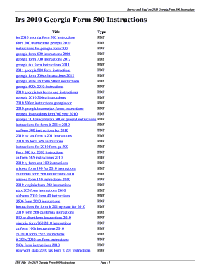 Fillable Online Irs 2010 Georgia Form 500 Instructions. irs 2010 ...