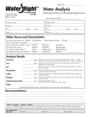 Water Analysis Form