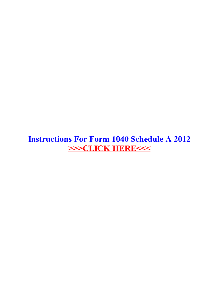Fillable Online Instructions For Form 1040 Schedule A 2012 Fax Email ...