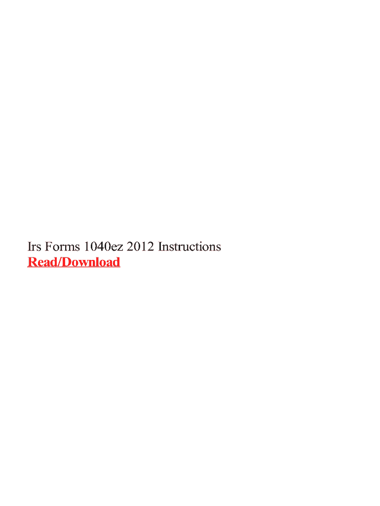Fillable Online Irs Forms 1040ez 2012 Instructions Fax Email Print ...