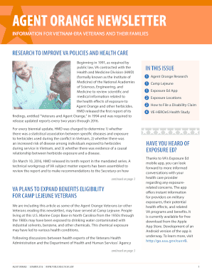 Fillable Online Agent Orange Newsletter Summer 2016. Information for