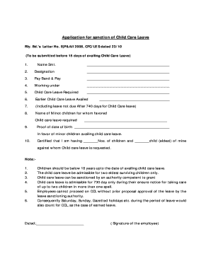 child care leave application letter sample