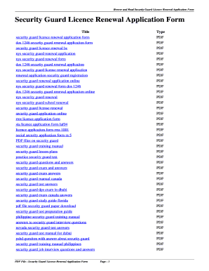 Fillable Online Security Guard Licence Renewal Application Form ...