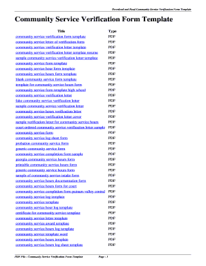 Timesheet for community service - community service verification form template