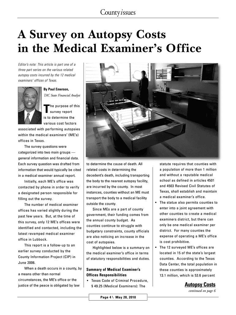 Fillable Online A Survey on Autopsy Costs Fax Email Print pdfFiller