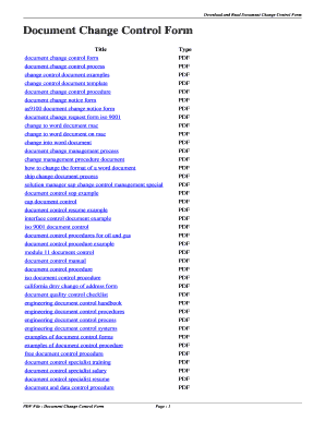 Document Change Control Form. document change control form