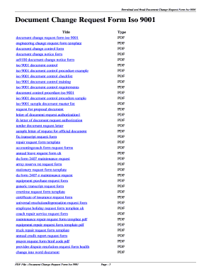 document change request form iso 9001