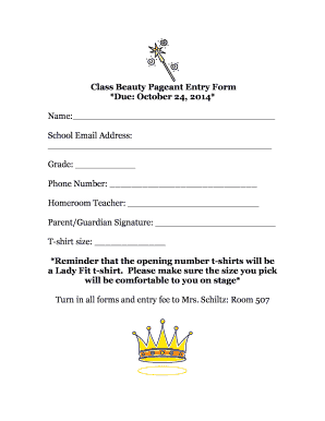 Pageant registration form