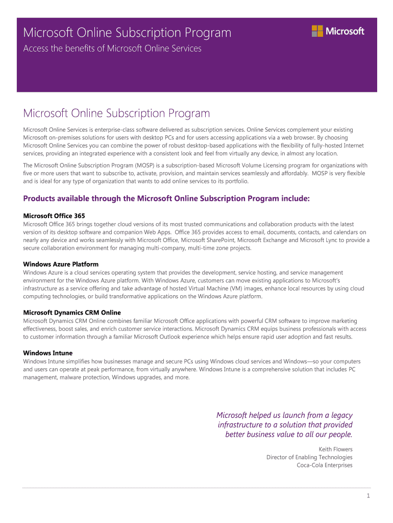 Fillable Online Access the benefits of Microsoft Online Services Fax