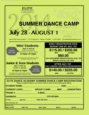 DANCE CAMP FLYERS AND FORMS