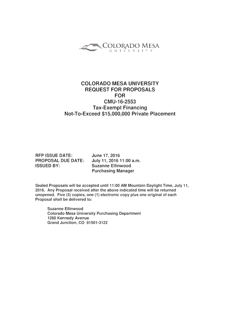 Fillable Online coloradomesa COLORADO MESA UNIVERSITY REQUEST FOR