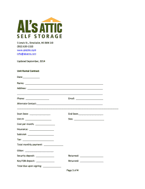 Notice to vacate storage unit template - Download Unit Contract - AL's Attic Self Storage