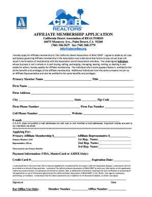 AFFILIATE MEMBERSHIP APPLICATION - cdaronline.org