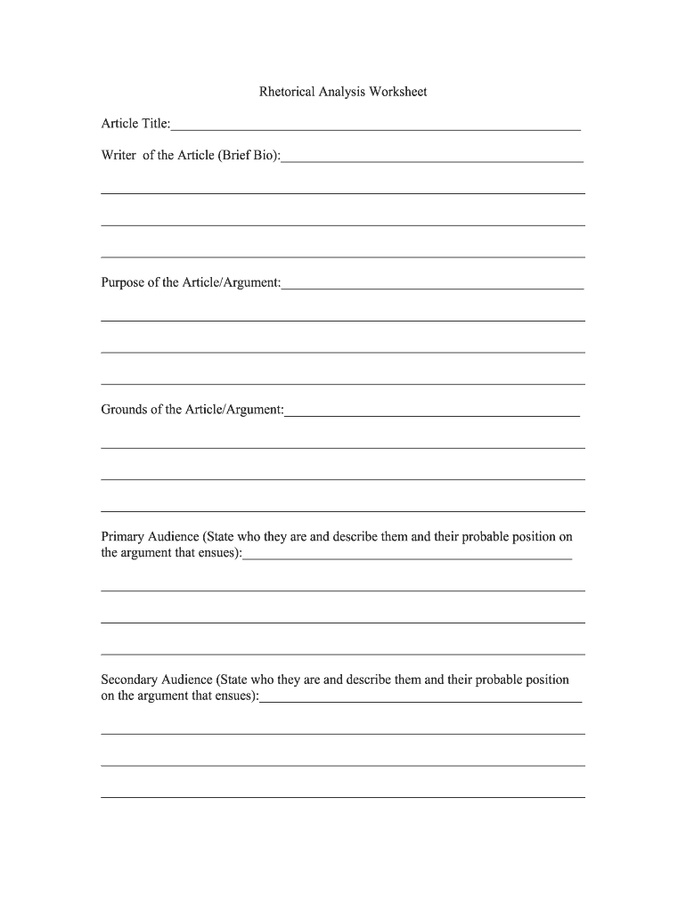 Rhetorical Analysis Outline Worksheet