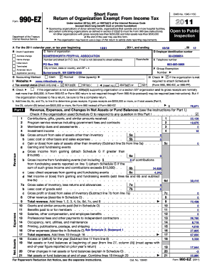 Form Short Form Return of Organization Exempt From Income Tax 990EZ Department of the Treasury Internal Revenue Service , 2011, and ending 10/01 Initial return , 20 12 09/30 D Employer identification number 020368054 Room/suite E Telephone