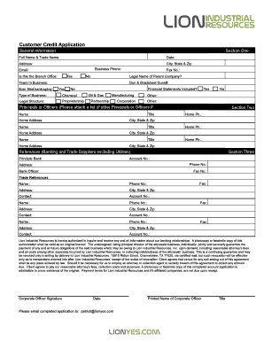 Customer Credit Application General Information Section ...