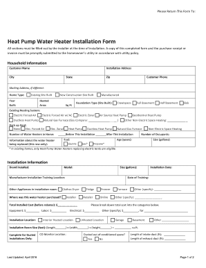 Fillable Online bpa Heat Pump Water Heater Installation Form Fax Email ...
