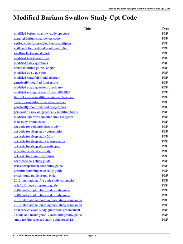 Fillable Online wrowolo qxzb Modified Barium Swallow Study Cpt Code. modified barium swallow