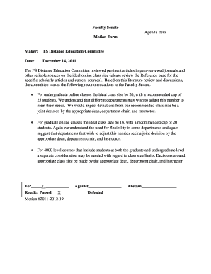 fillable online ucmo faculty senate agenda item motion form maker online agenda maker