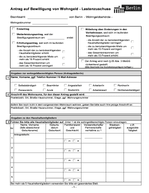 Fillable Online Wohngeld Betr Antrag Auf Bewilligung Von Wohngeld Lastenzuschuss Wohngeld Fax Email Print Pdffiller