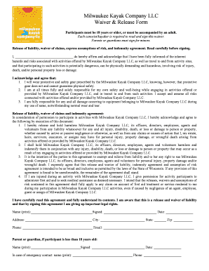 Milwaukee Kayak Company Waiver - Fill Online, Printable, Fillable ...