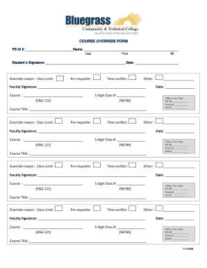 Override form x - Bluegrass Community and Technical College