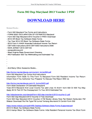 fillable online ebookscenter form 502 dep maryland 2013 voucher 2 2015 maryland tax form 502