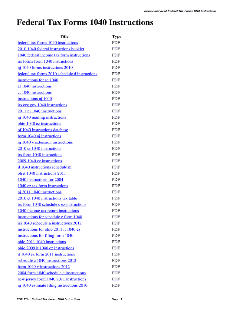 Fillable Online Federal Tax Forms 1040 Instructions. federal tax forms 1040 instructions Fax