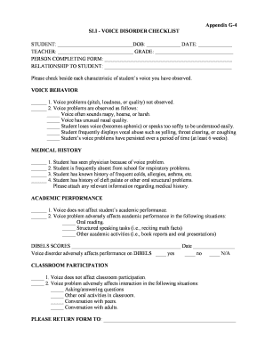 SLI VOICE DISORDER CHECKLIST - PCMAC - images pcmac