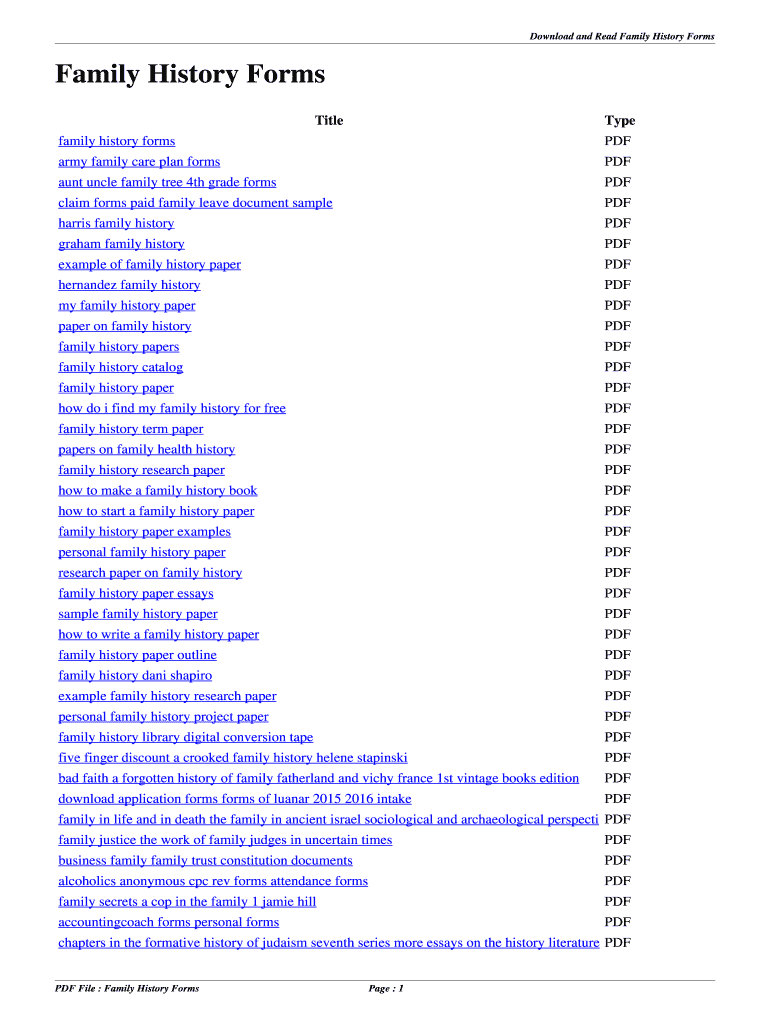 Fillable Online aesethetic Family History Forms. family history forms ...