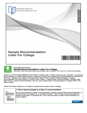 Sample Recommendation Letter For College - nocRead.Com