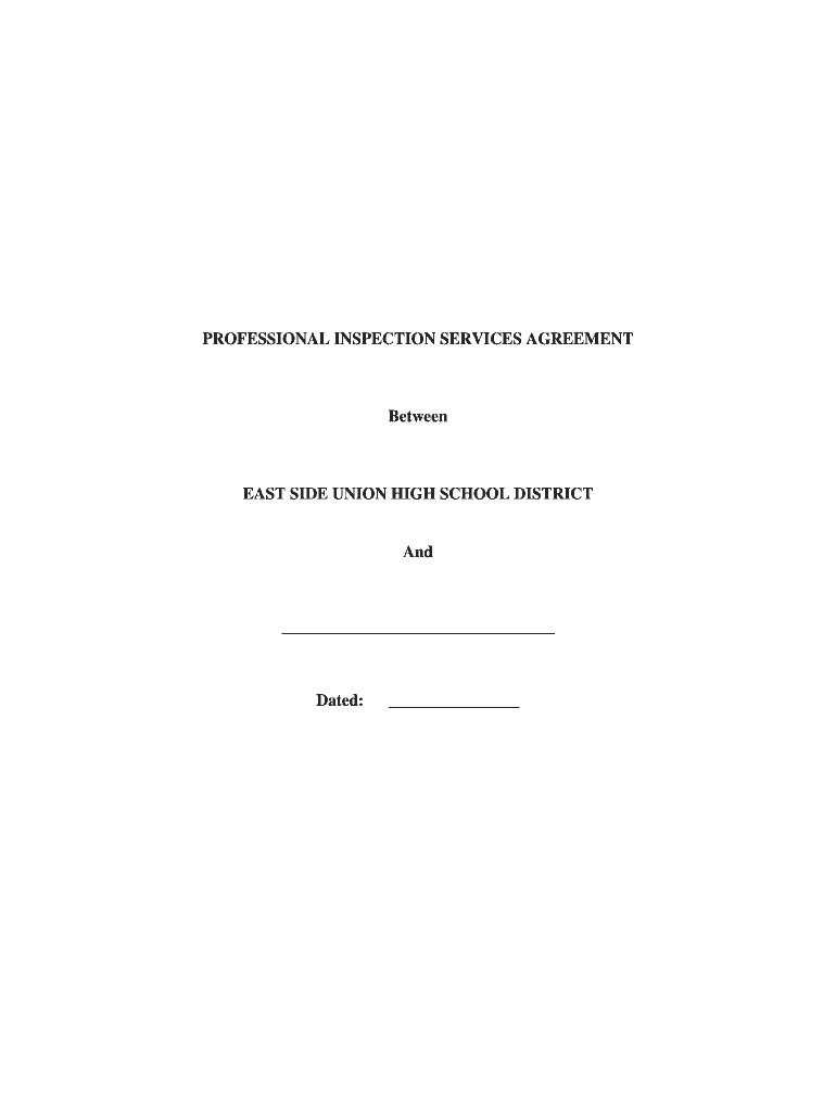 Fillable Online esuhsd PROFESSIONAL INSPECTION SERVICES AGREEMENT Fax