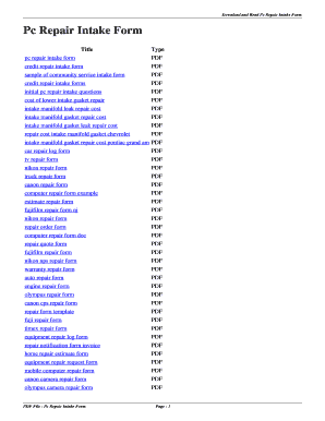 Pc Repair Intake Form. pc repair intake form