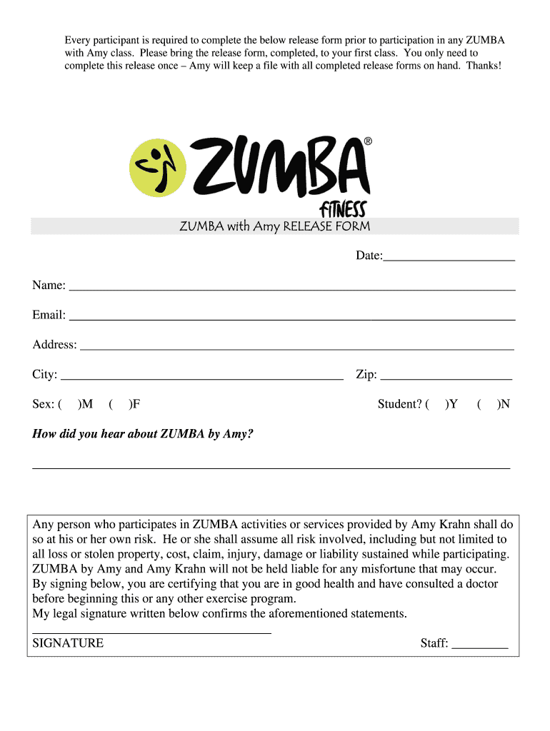 Zumba waiver form Fill out & sign online DocHub