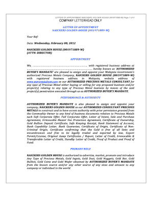 LETTER OF APPOINTMENT NAICKERS GOLDEN HOUSE (001971889-W) Page 1 of 4