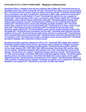 Fillable Online 788ajhufa wordsinbook ENGLISH EVALUATION FORM KIDS ...