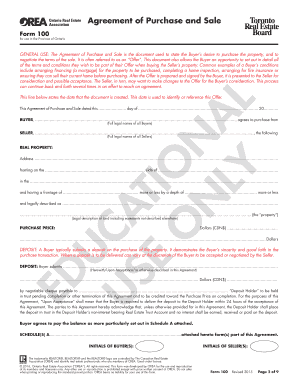 Fillable Online Agreement of Purchase and Sale Toronto RealEstate Form ...