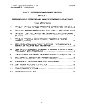PART IV - REPRESENTATIONS AND INSTRUCTIONS SECTION K ... - emcbc doe