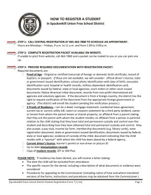 Spackenkill School District Registration - Fill Online, Printable